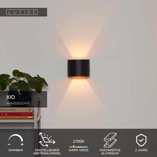 Lucide XIO - Wandleuchte - LED Dim. - G9 - 1x3,5W 2700K - Einstellbarer Abstrahlwinkel - Schwarz - USP
